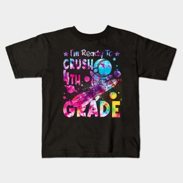 Ready To Crush 4th Grade Boys Astronaut Back To School Kids T-Shirt by drag is art